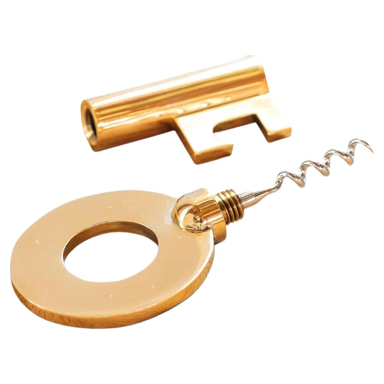 Brass Key Corkscrew by Carl Aubock For Sale