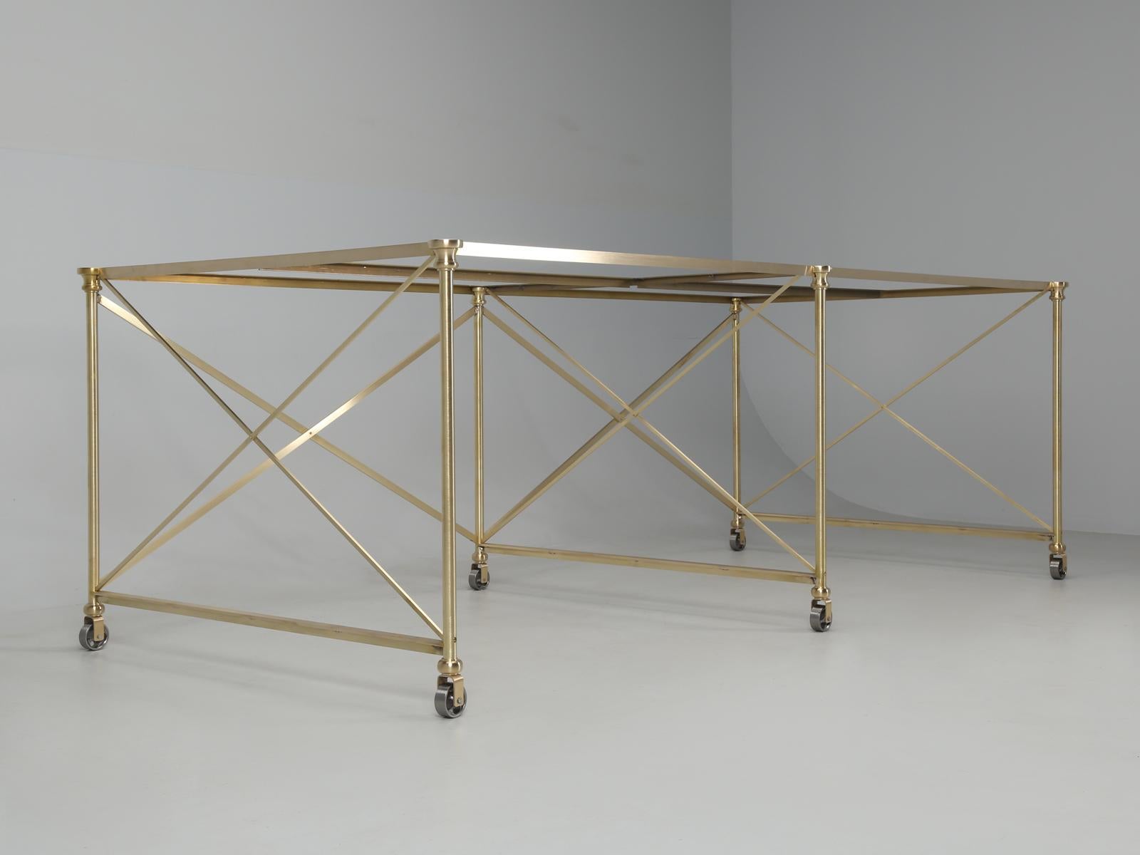 Brass Kitchen Island or Dining Table Industrial Style Made to Order in Chicago For Sale 8
