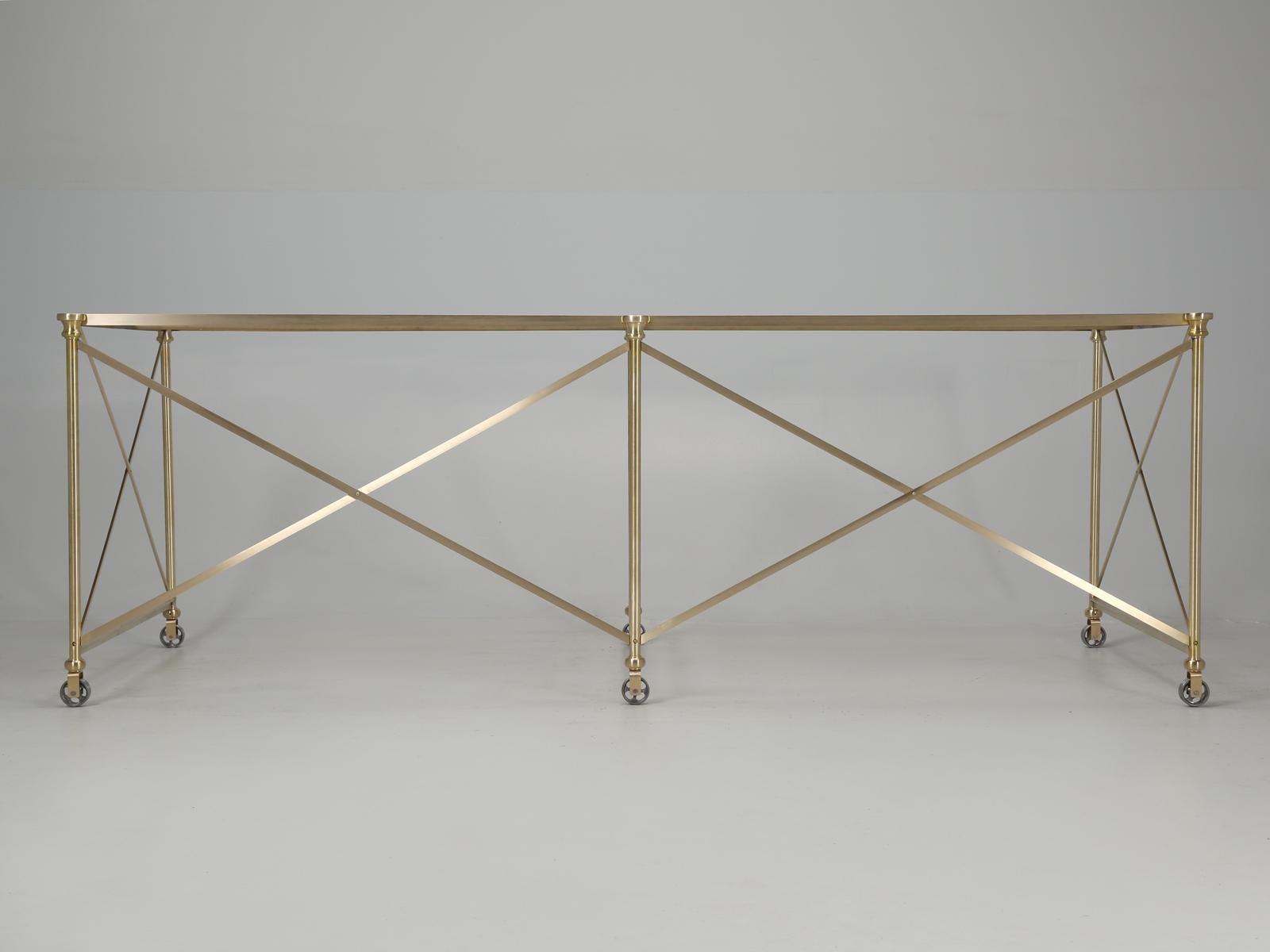 Brass Kitchen Island or Dining Table Industrial Style Made to Order in Chicago For Sale 9
