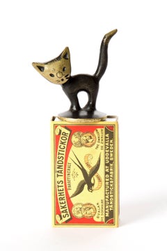 Brass Kitten Cat Walter Bosse Blackened Brass with Hertha Baller, Vienna