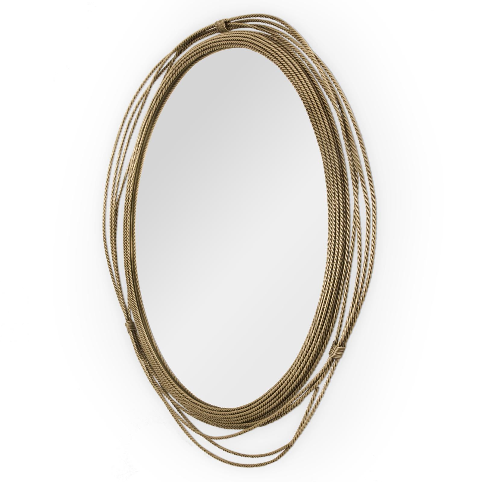 Mirror brass knot round with vintage brass
frame structure and with mirror glass.