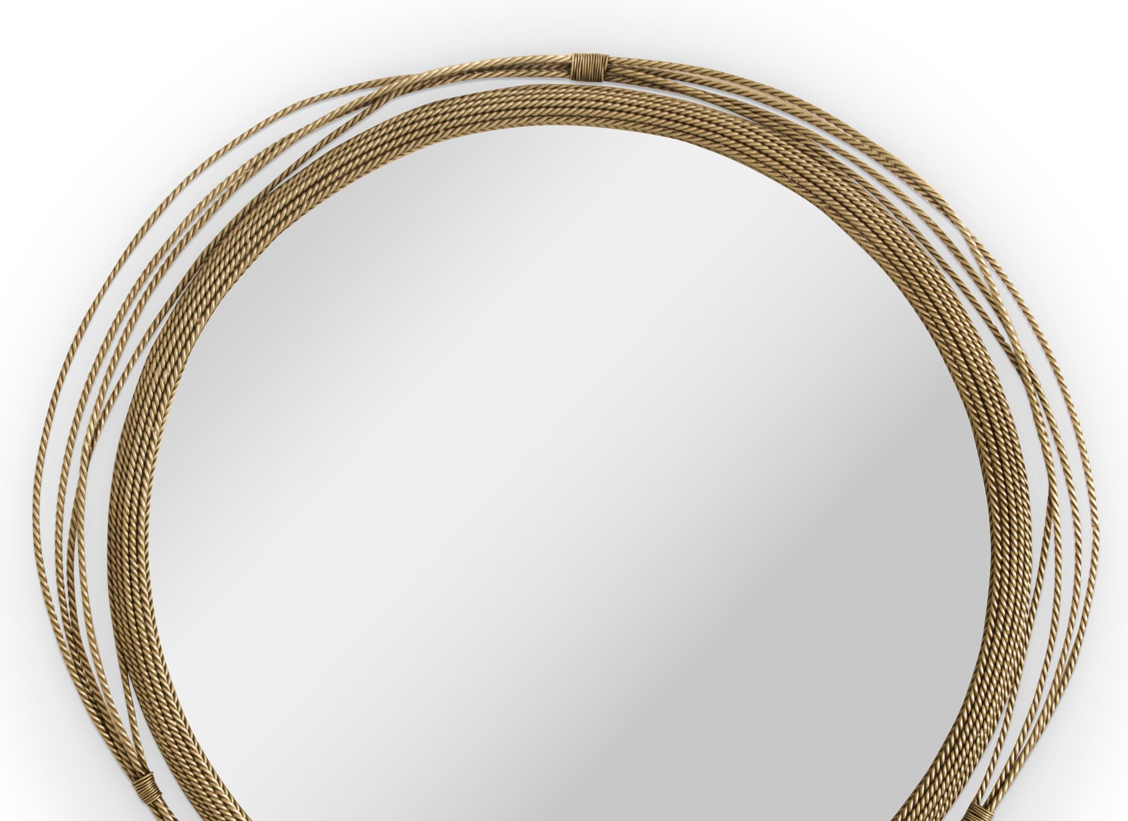antique brass round mirror