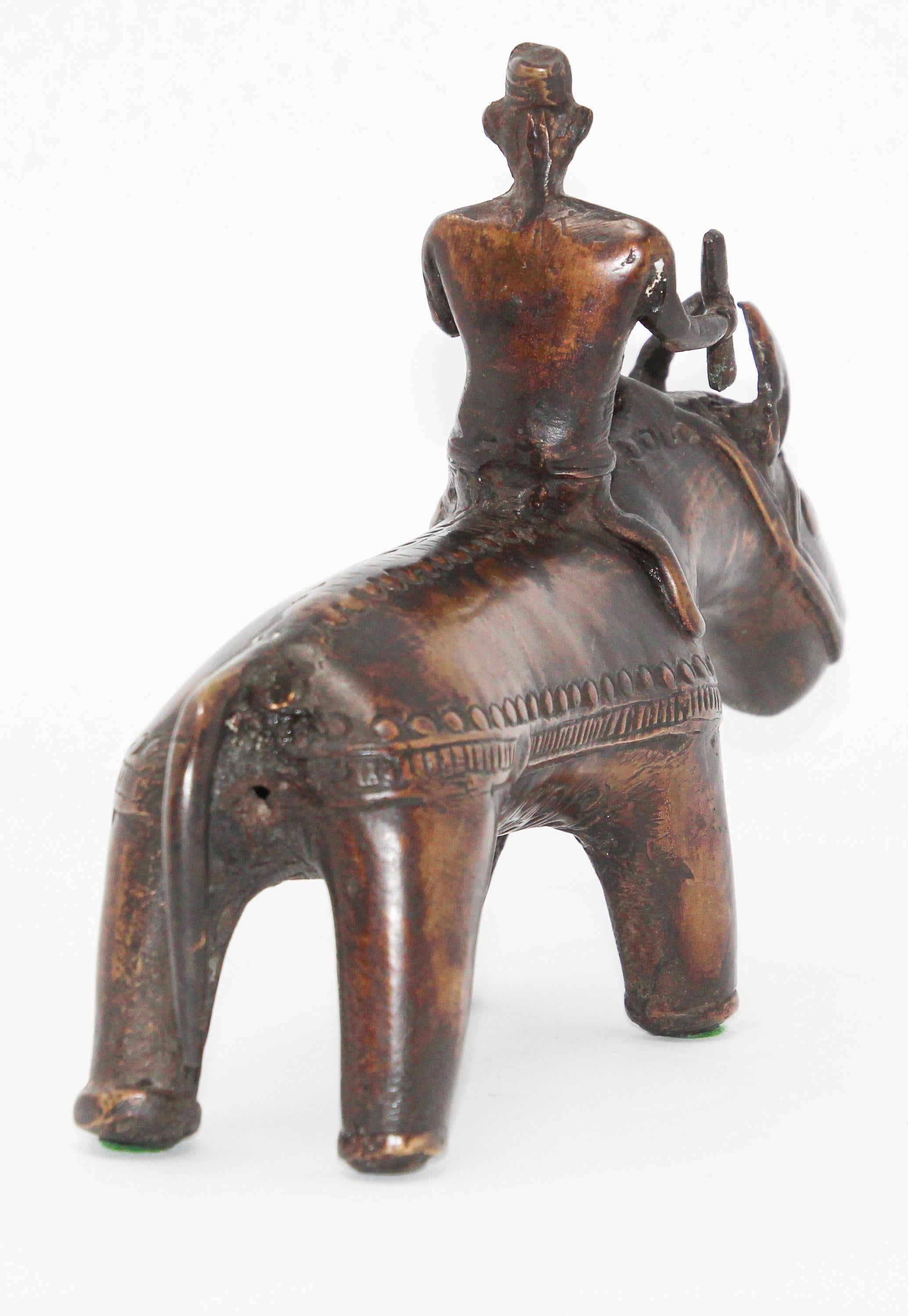 Brass Kondh Sculpture of a Tribal Warrior Riding a Beast For Sale 2