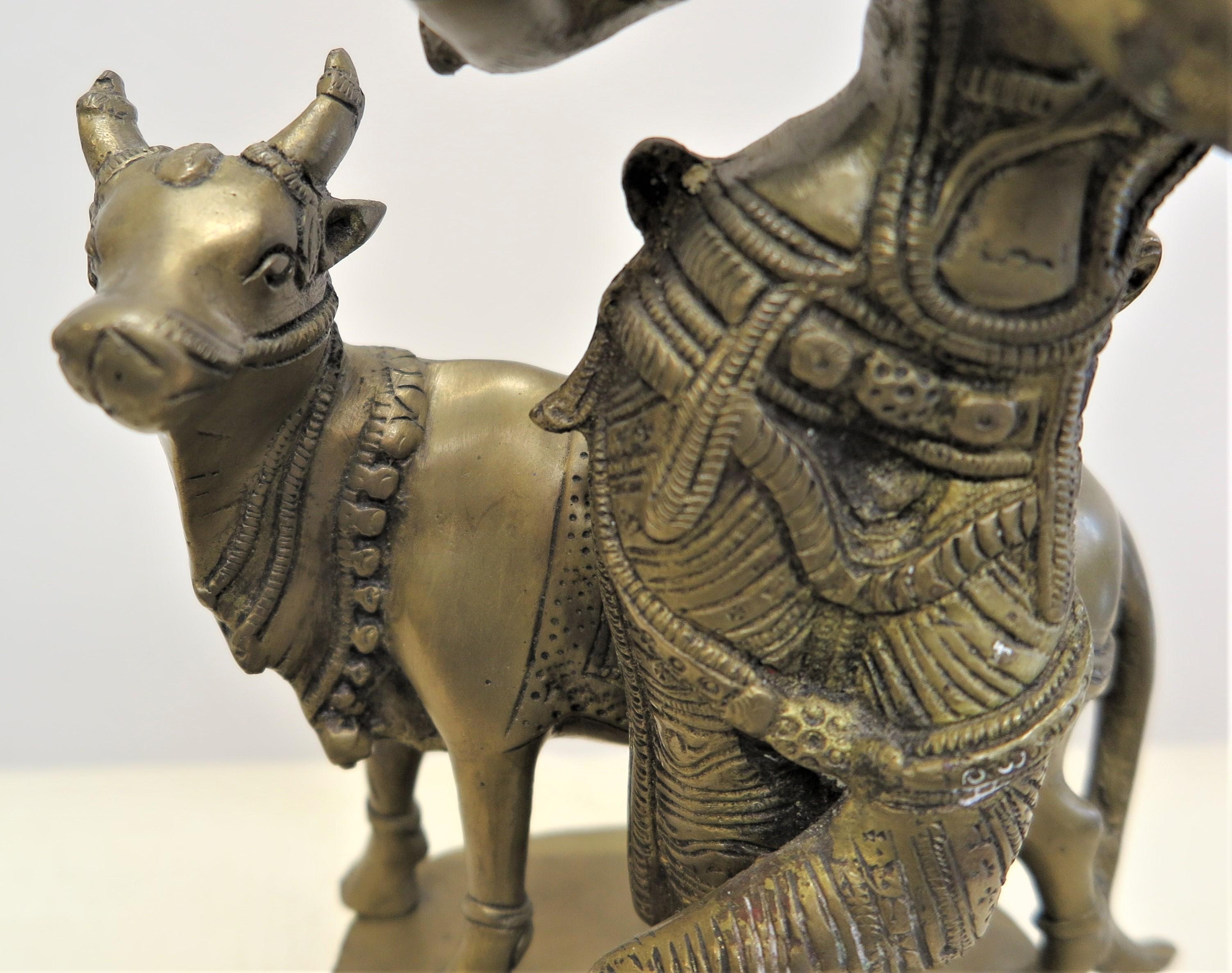 Brass Krishna with Nandi Statue For Sale 2