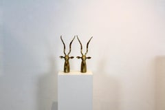 Brass Kudu Antelope Sculptures, Karl Springer, set of two