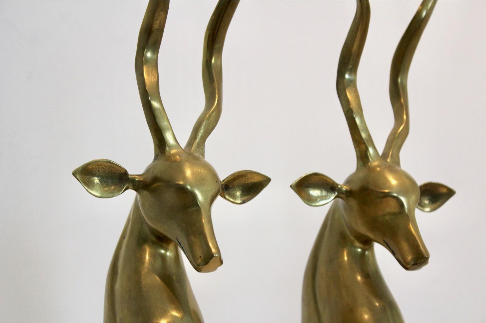 Set aus zwei Kudu Antelope-Skulpturen aus Messing, Karl Springer  im Angebot 3