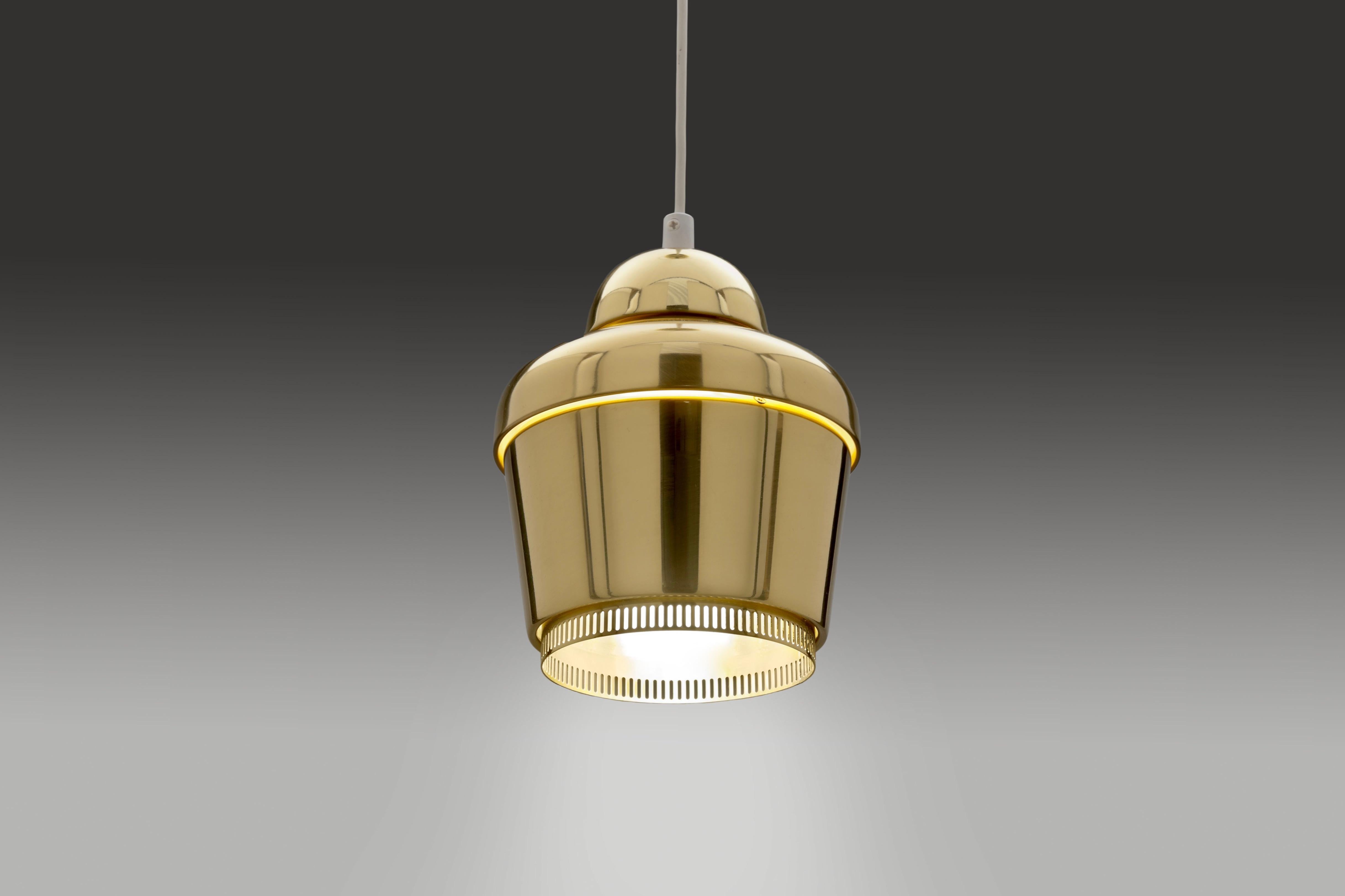 Scandinavian Modern Brass 'Kultakello' Model A 330 'Golden Bell' Pendant by Alvar Aalto For Sale