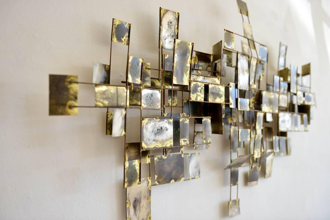 Mid-Century Modern Brass 'Labyrinth' Wall Sculpture by Curtis Jere, 1969