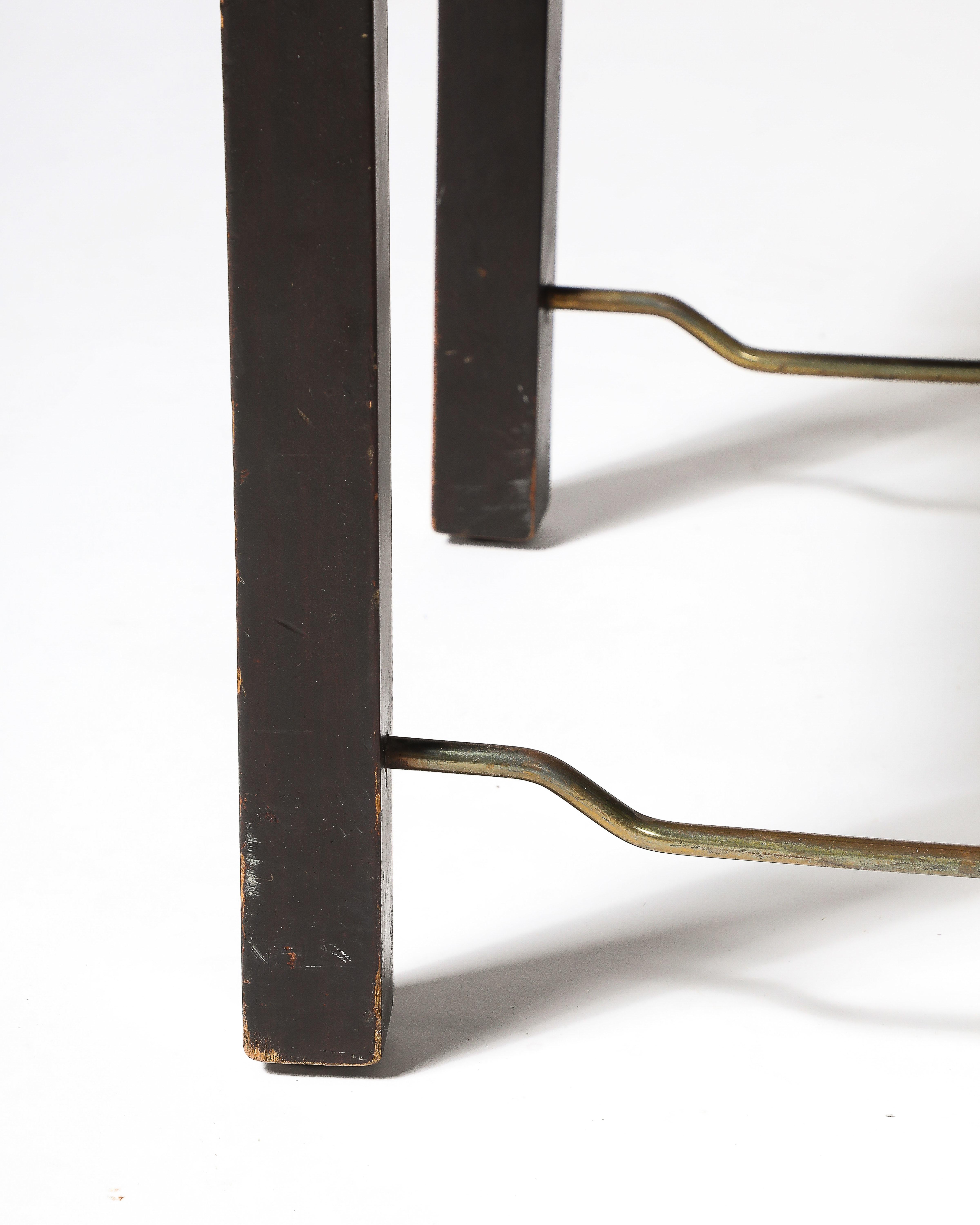 Sedia imbottita in ottone, legno laccato e lino nuovo di Edward Wormley, Un... in vendita 8