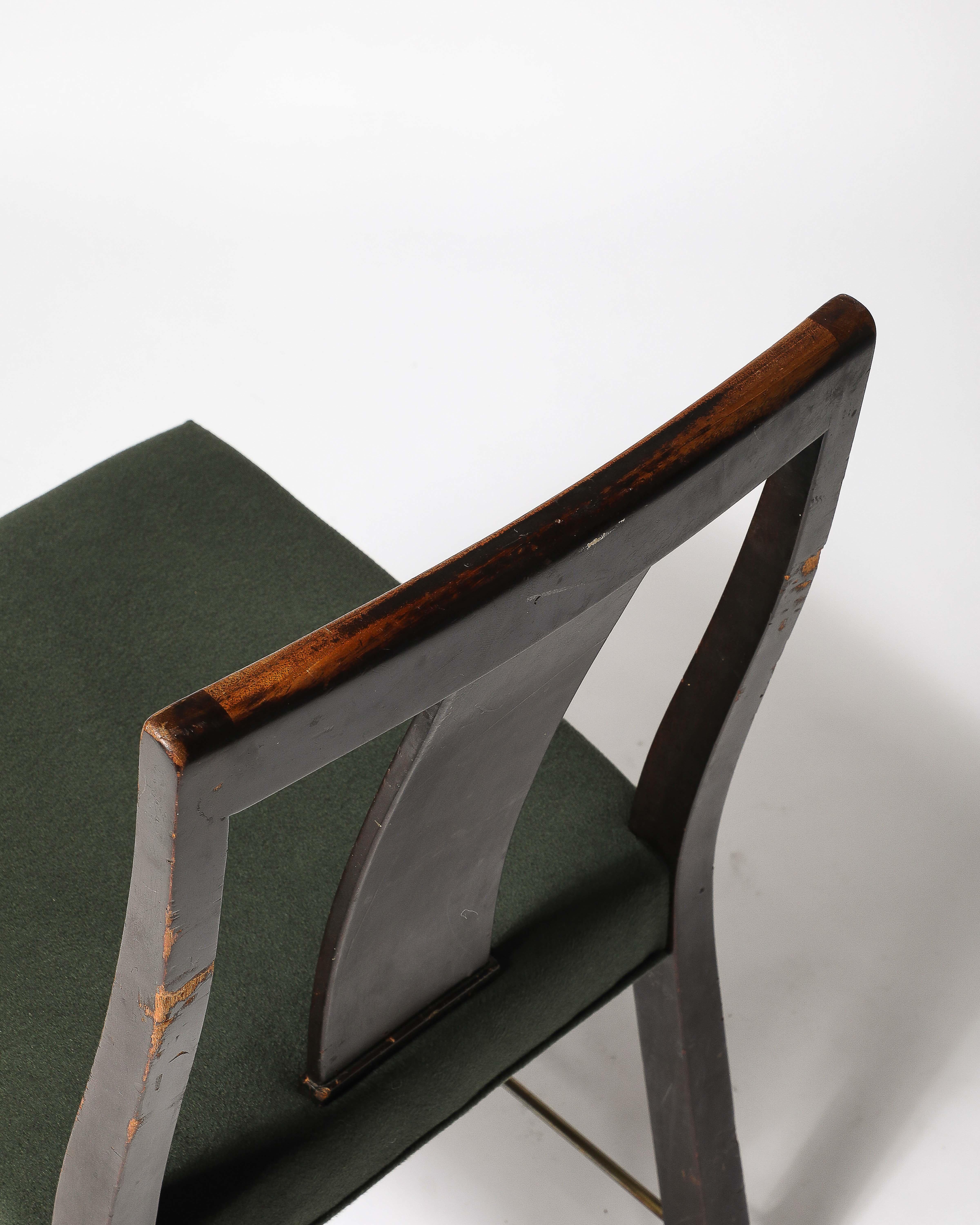 Sedia imbottita in ottone, legno laccato e lino nuovo di Edward Wormley, Un... in vendita 9