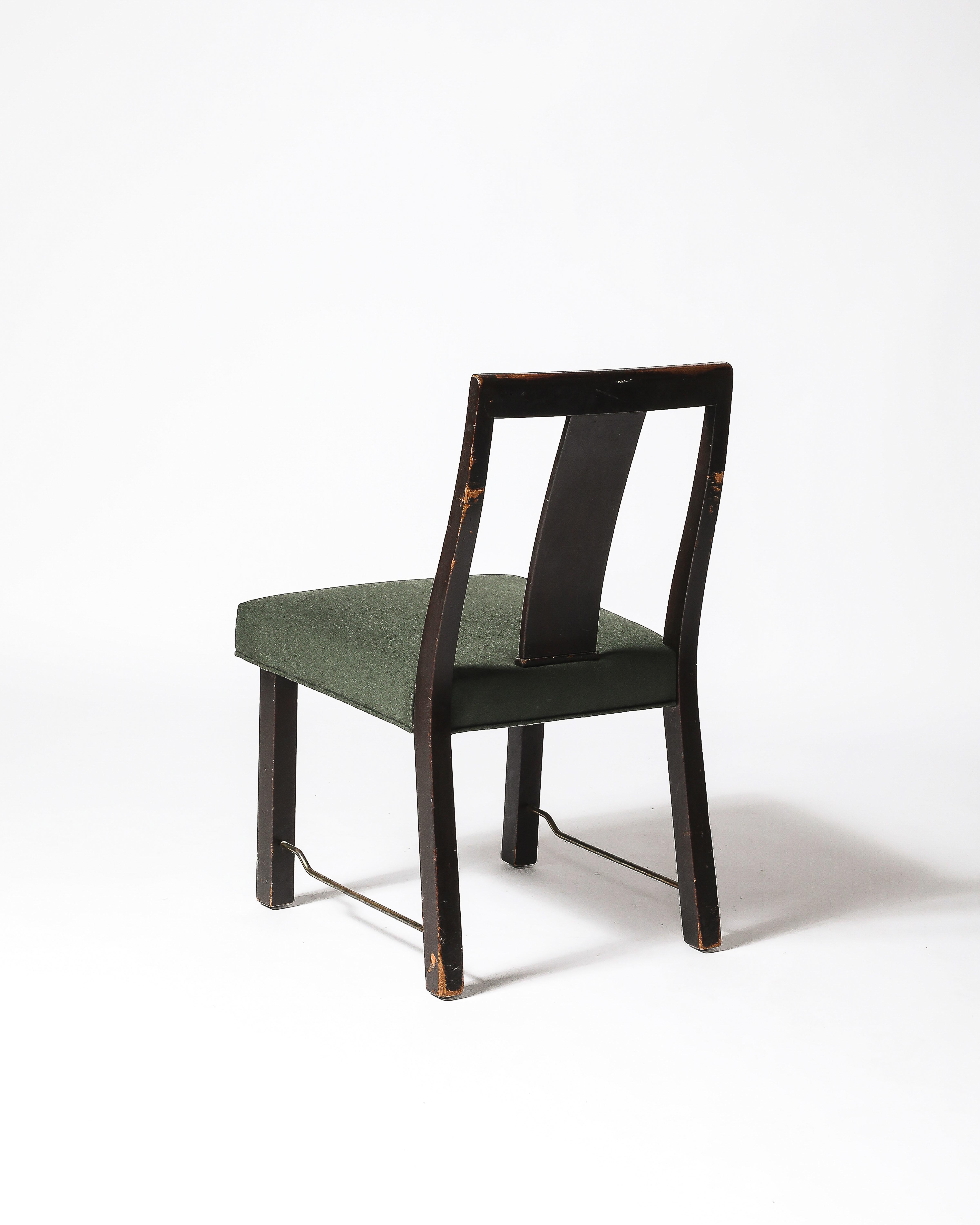 Lino Sedia imbottita in ottone, legno laccato e lino nuovo di Edward Wormley, Un... in vendita