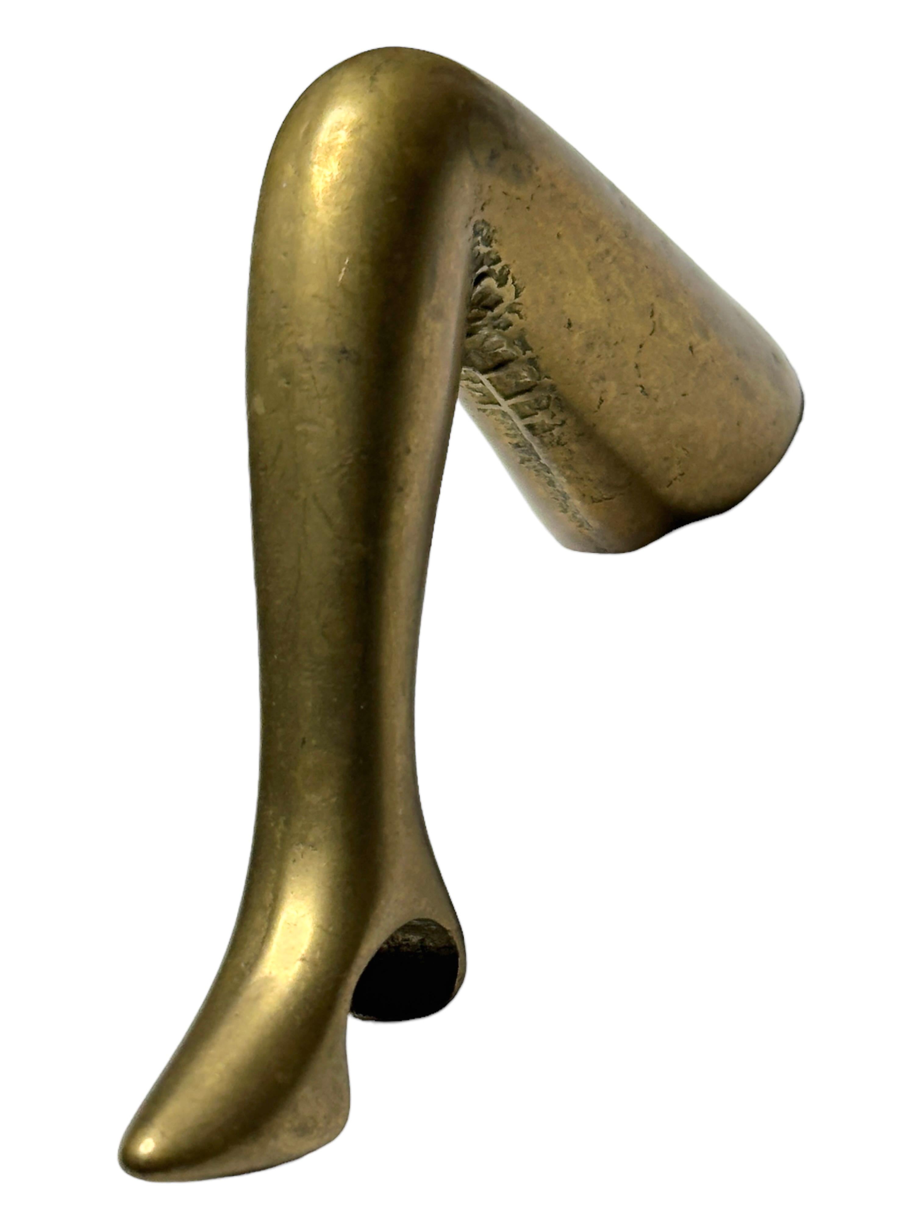 Brass Lady Leg Bottle Opener Mid-Century Modern Metal Barware Austria 1960s For Sale 1