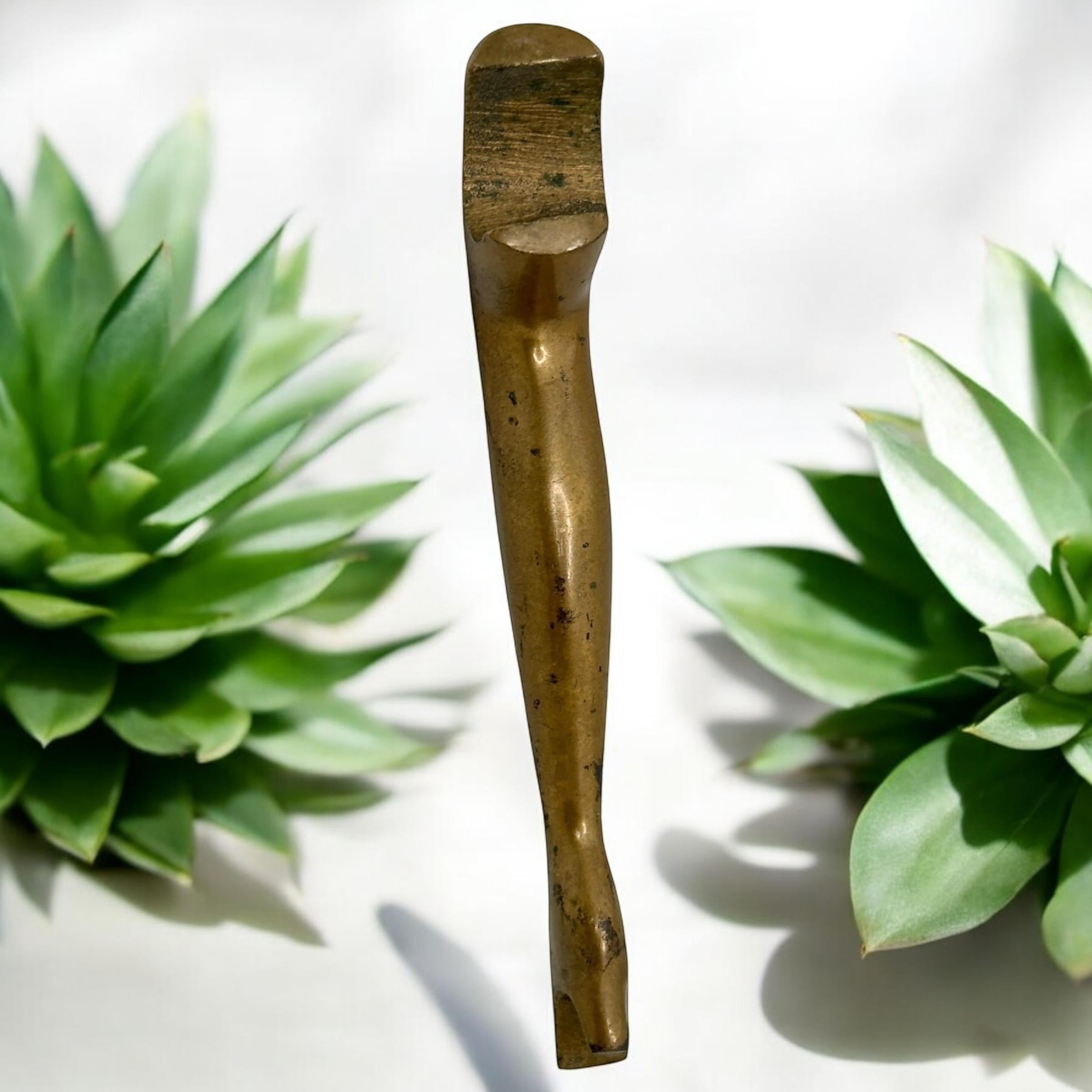 Brass Lady Leg Bottle Opener Mid-Century Modern Metal Barware Austria 1960s For Sale 2