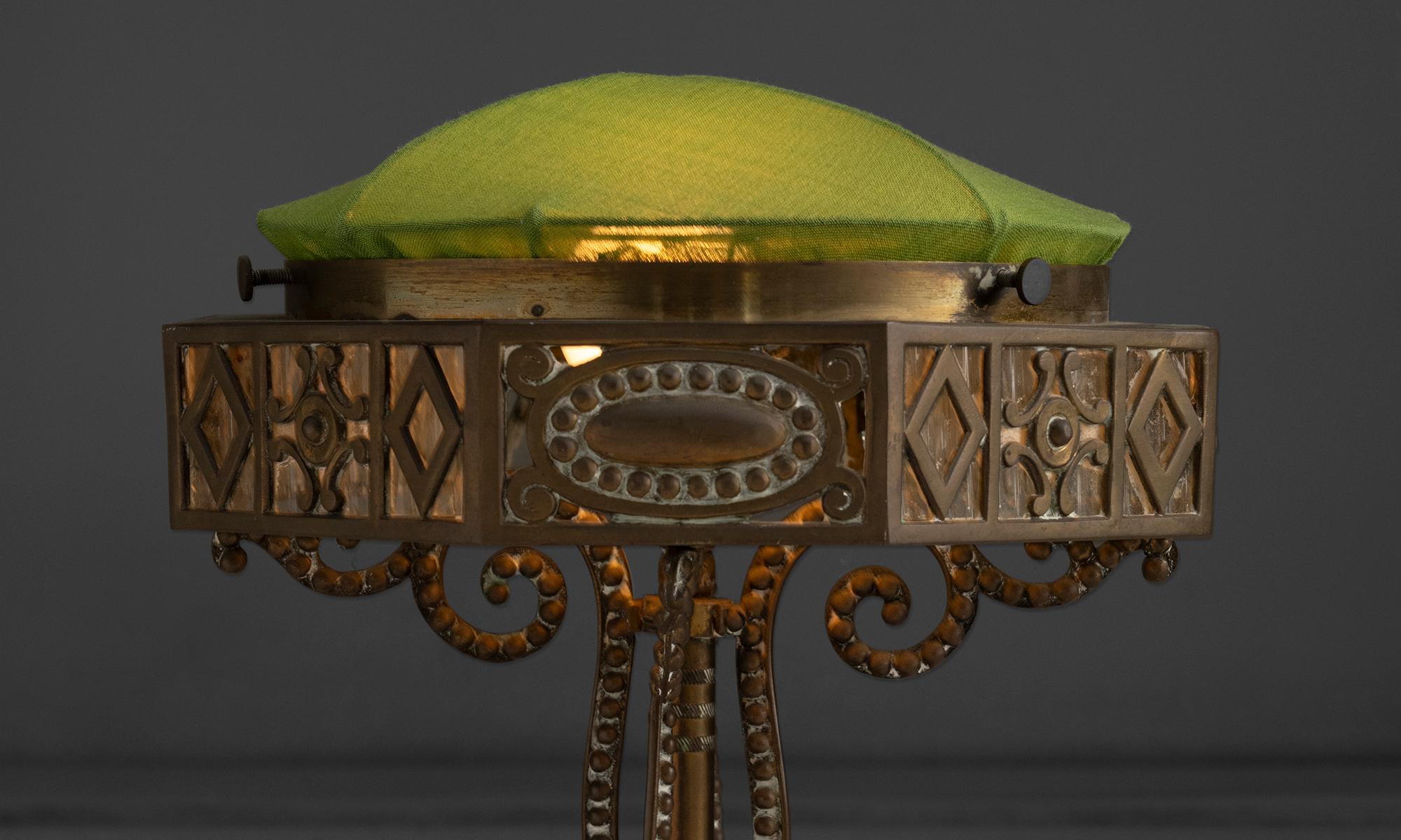 Art Nouveau Brass Lamp, France circa 1900 For Sale