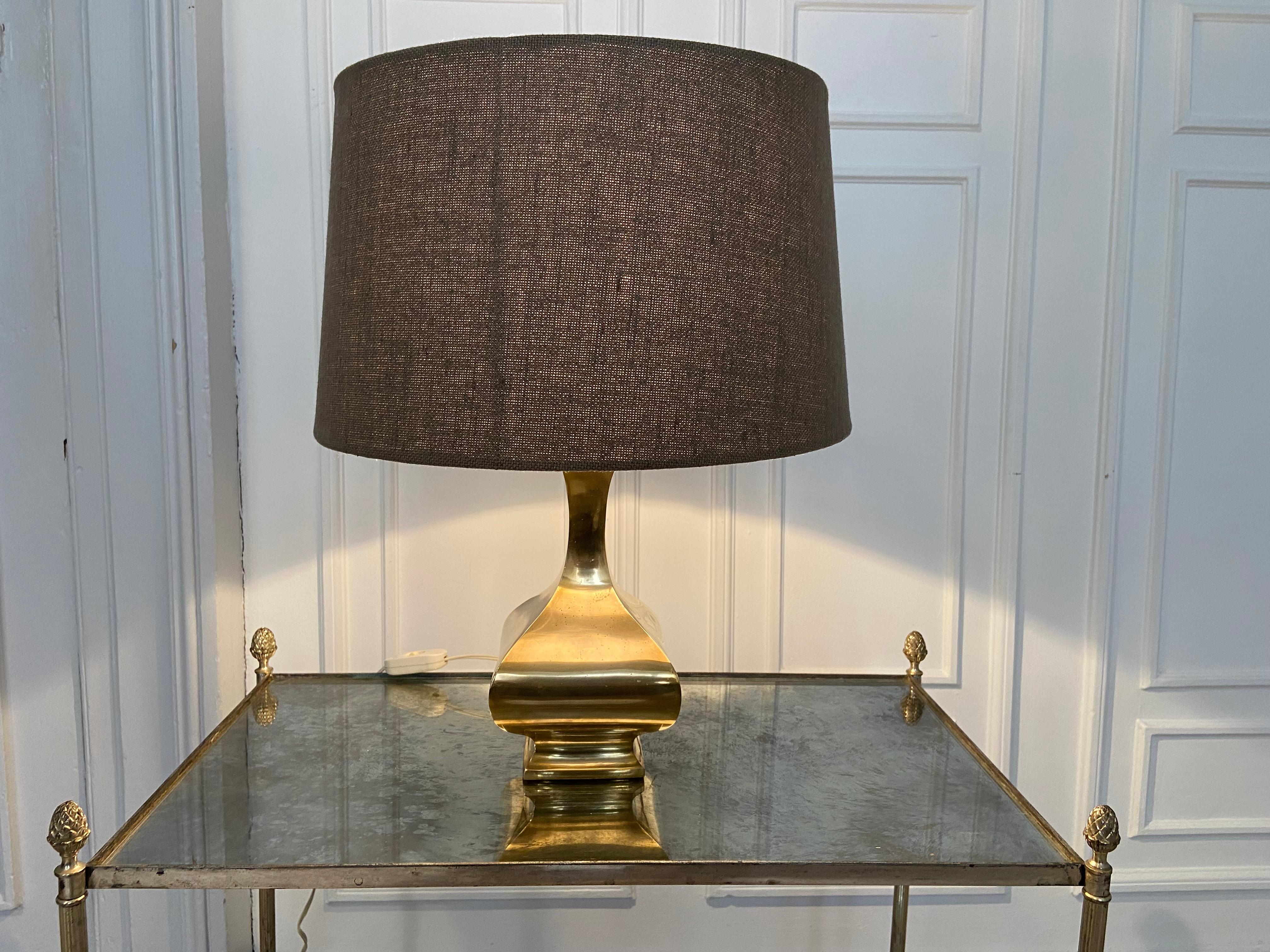 Brass lamp in the style of maria pergay produced in the 70s. Good vintage condition.
