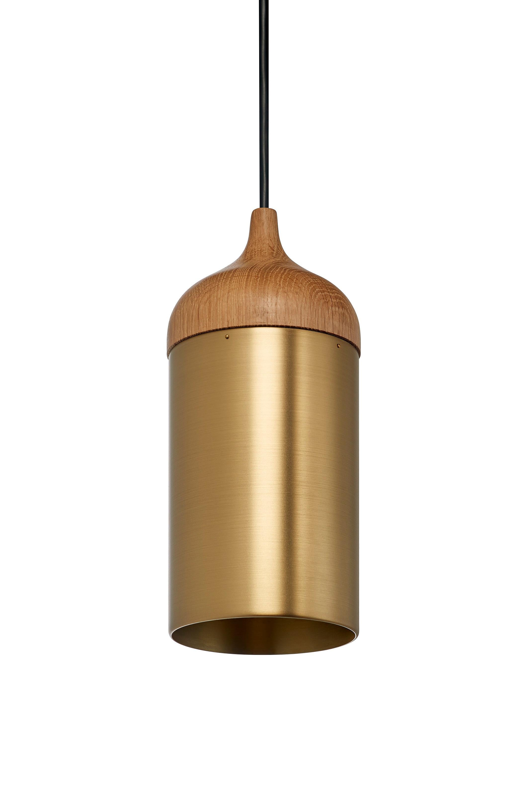 Our well known copper lamp is also available in 2mm thick solid brass. The parts are shaped on the same type of machine, the lathe. Brass Lamp is available with three different wood types. 

Brushed solid brass - lacquered
Oak, walnut or