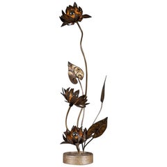 Brass Lamp Sculpture Plant Shaped attributed to Maison Jansen, 1970s