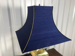 Brass lamp with custom pagoda lampshade