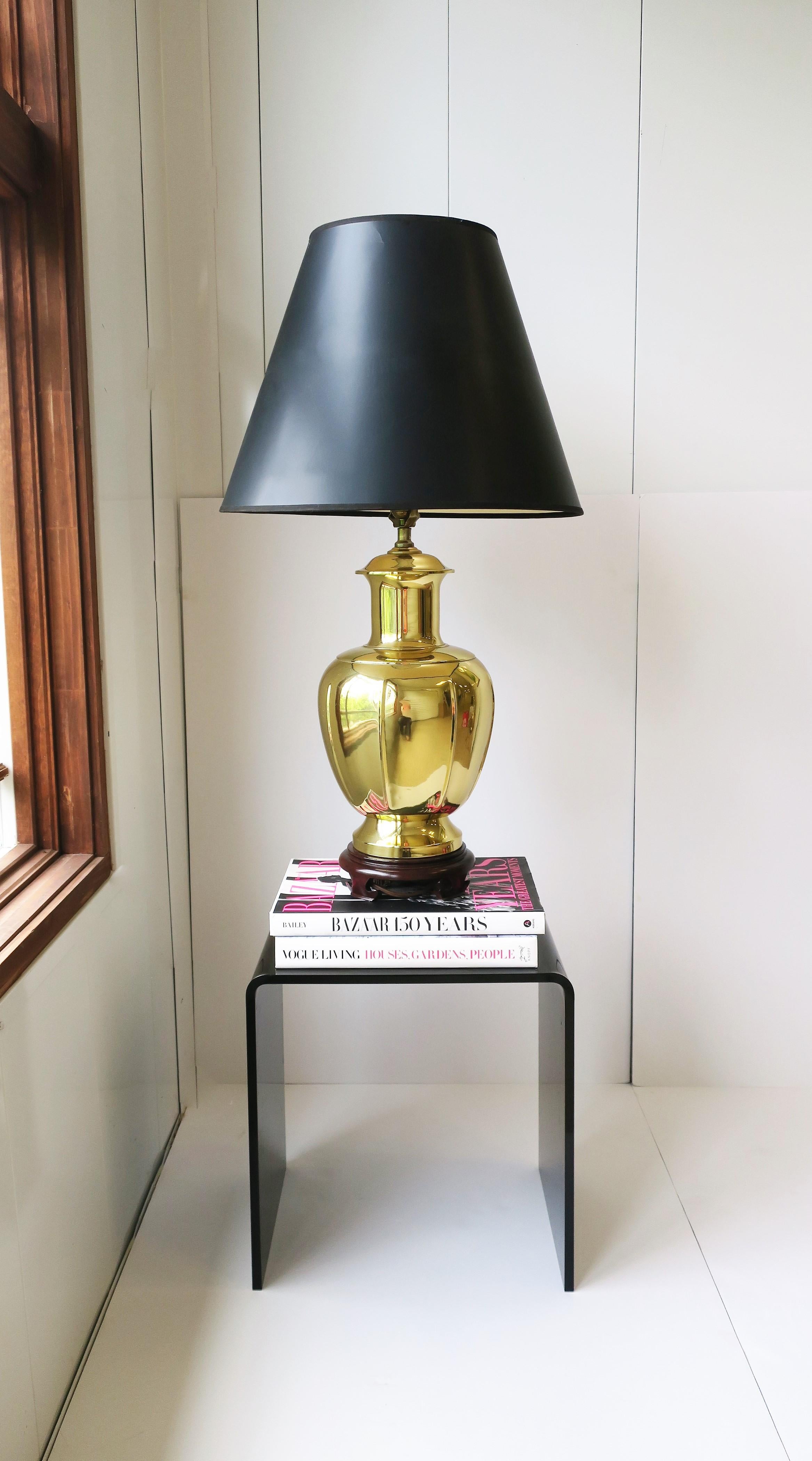 Anodized Chinoiserie Style Gold Brass Table Lamps after Designer James Mont, a Pair For Sale