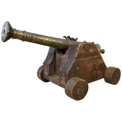 Brass Lantaka Cannon from South East Asia on Custom Wood Carriage, circa 1900