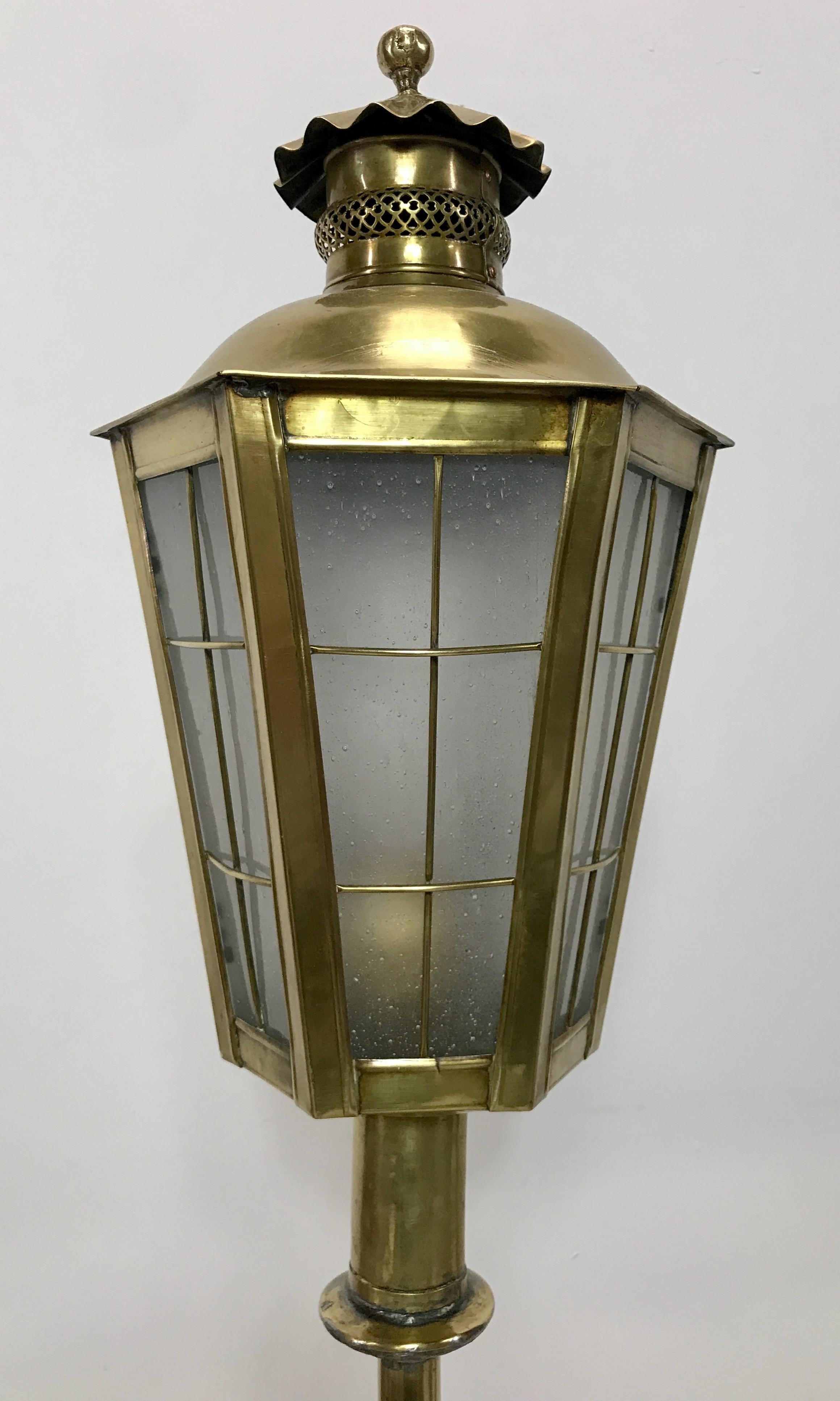 English Brass Lantern Floor Lamp, England 19th Century