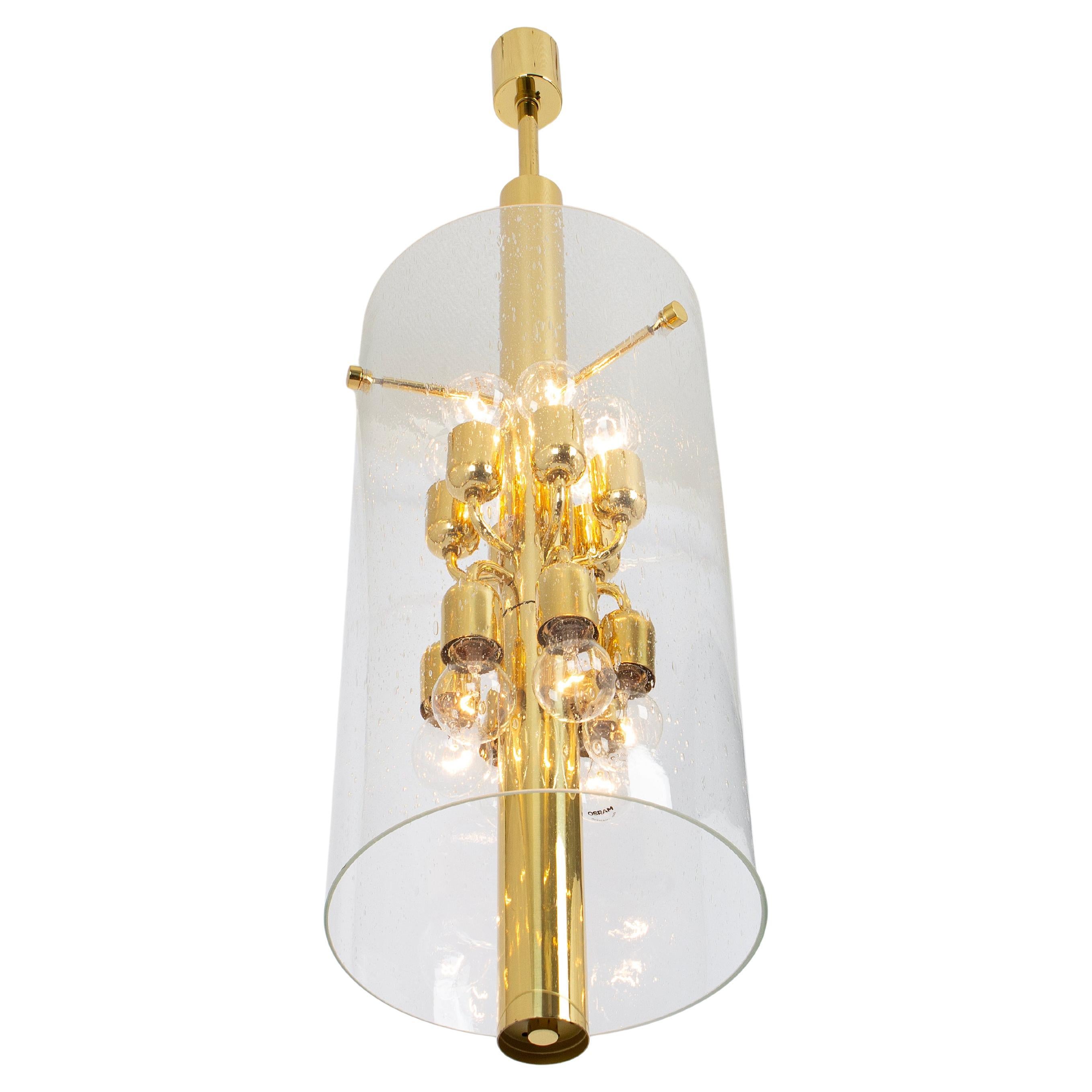 1 de 3 Colgante de latón con forma de farol cilíndrico de cristal de Limburg, Alemania, años 60
