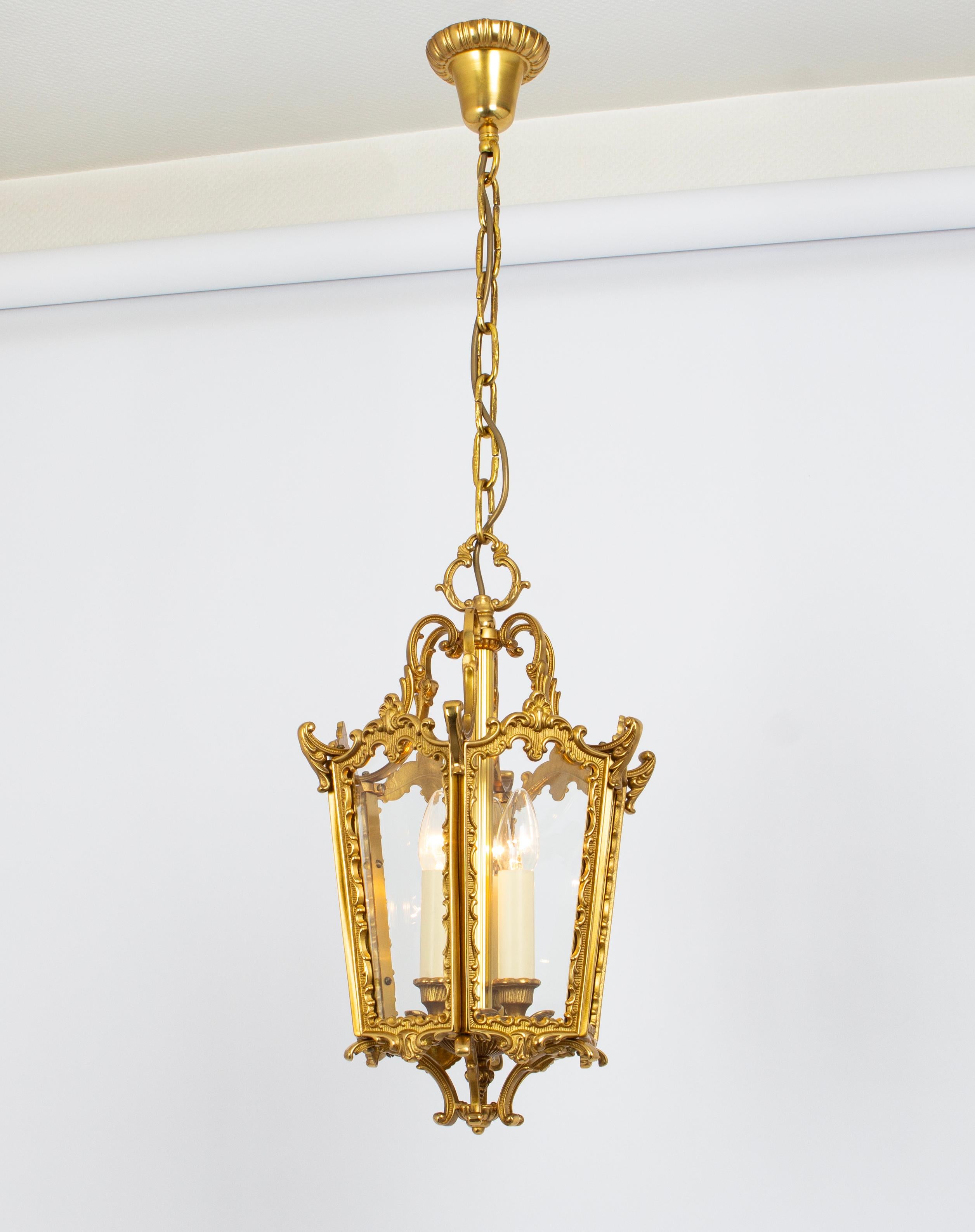 Lampada a sospensione a forma di lanterna in ottone, Germania, anni '60 in vendita 1