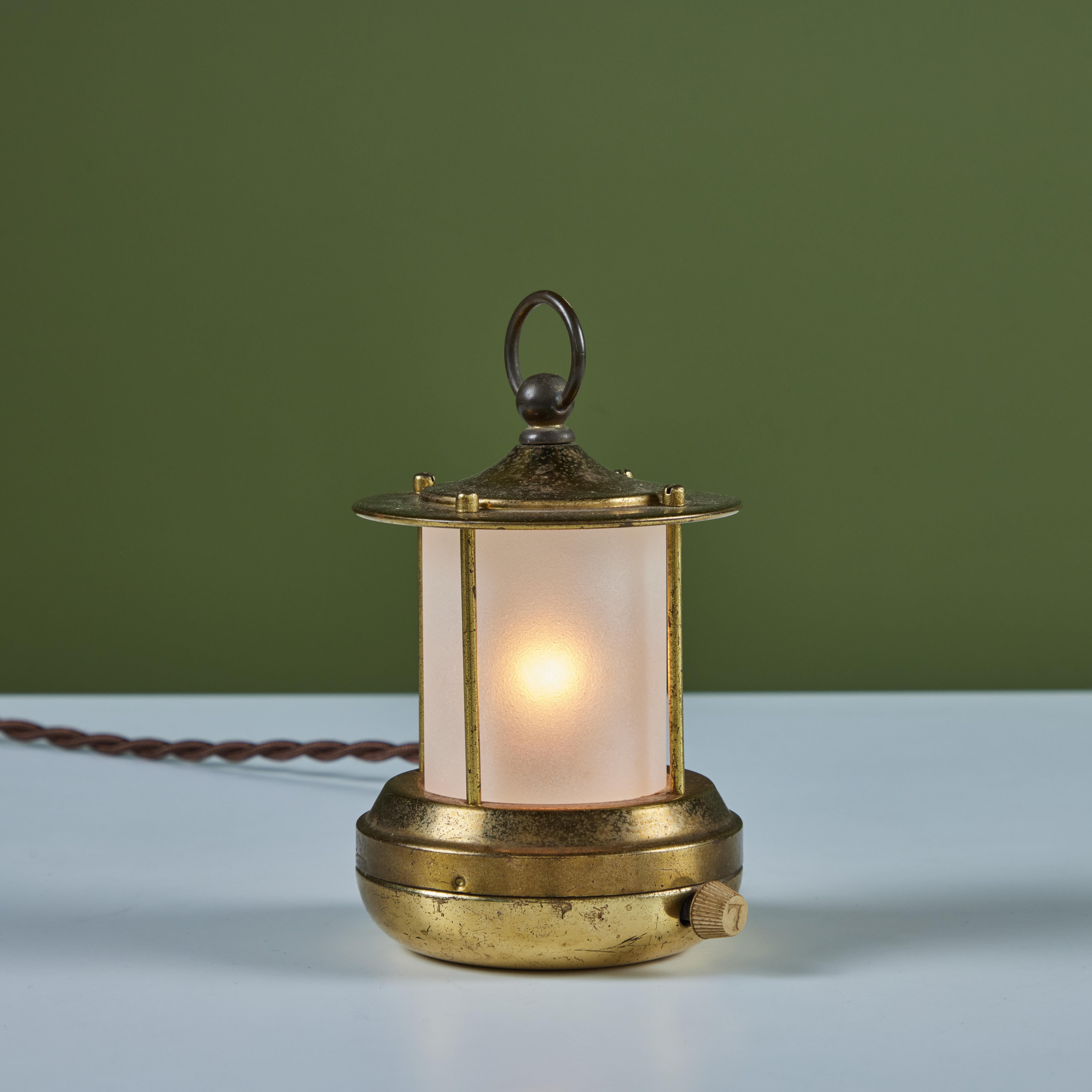 Art Deco Brass Lantern Lamp for Chase USA