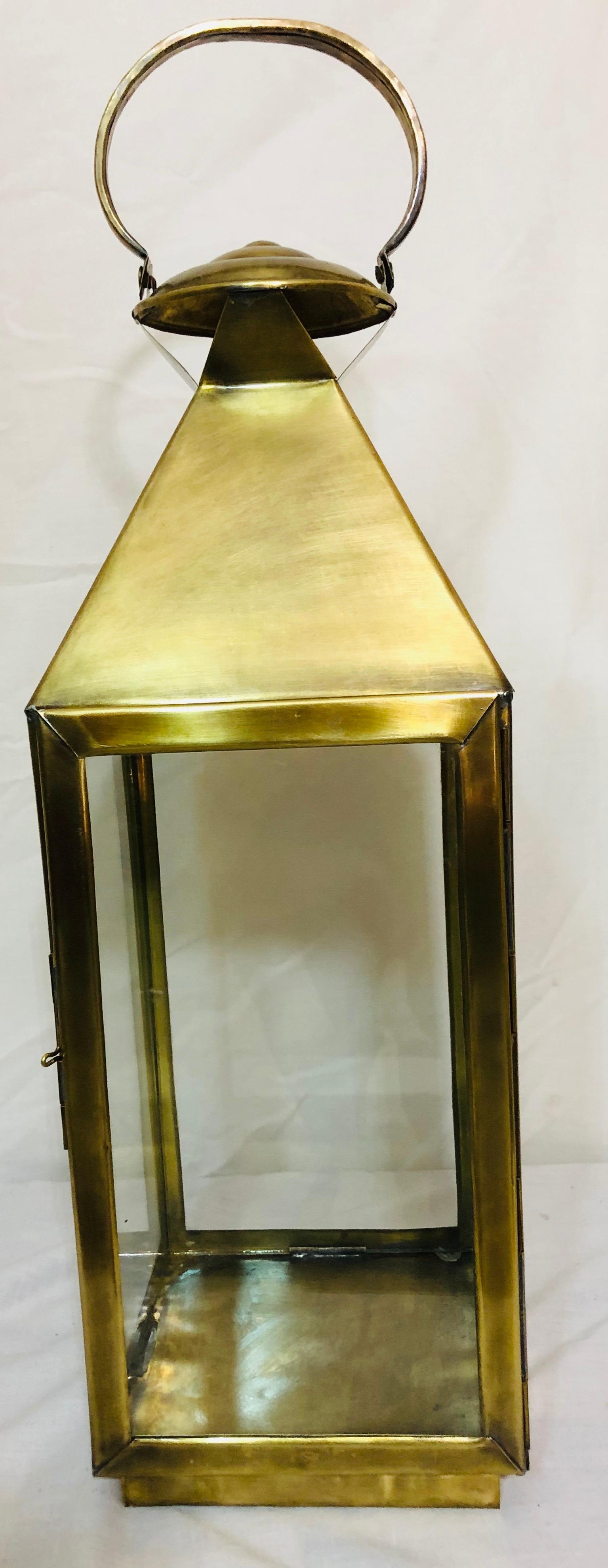 Bohemian Brass Lantern or Candleholder for Garden or Indoor, a Pair