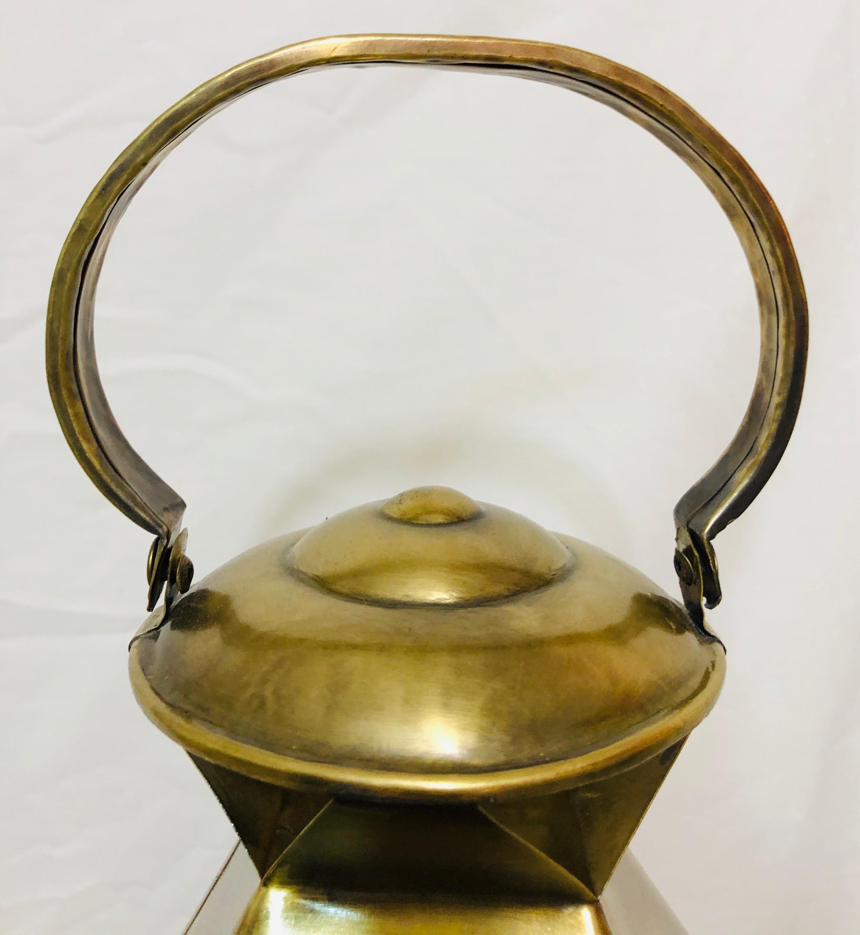 Unknown Brass Lantern or Candleholder for Garden or Indoor, a Pair