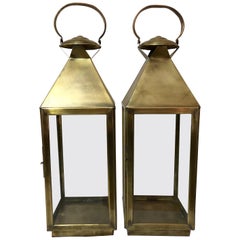 Vintage Brass Lantern or Candleholder for Garden or Indoor, a Pair