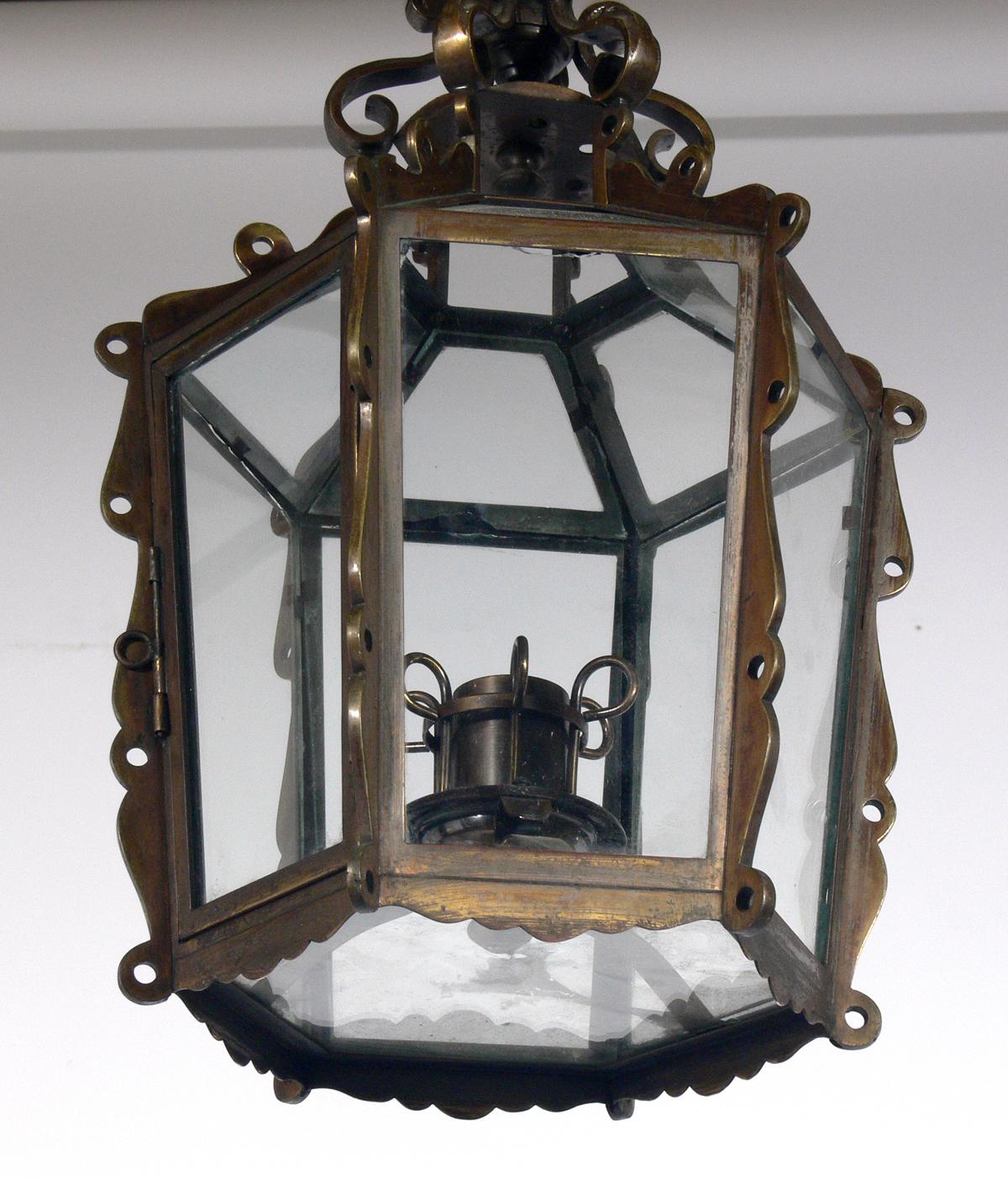 Hollywood Regency Brass Lantern or Pendant Light