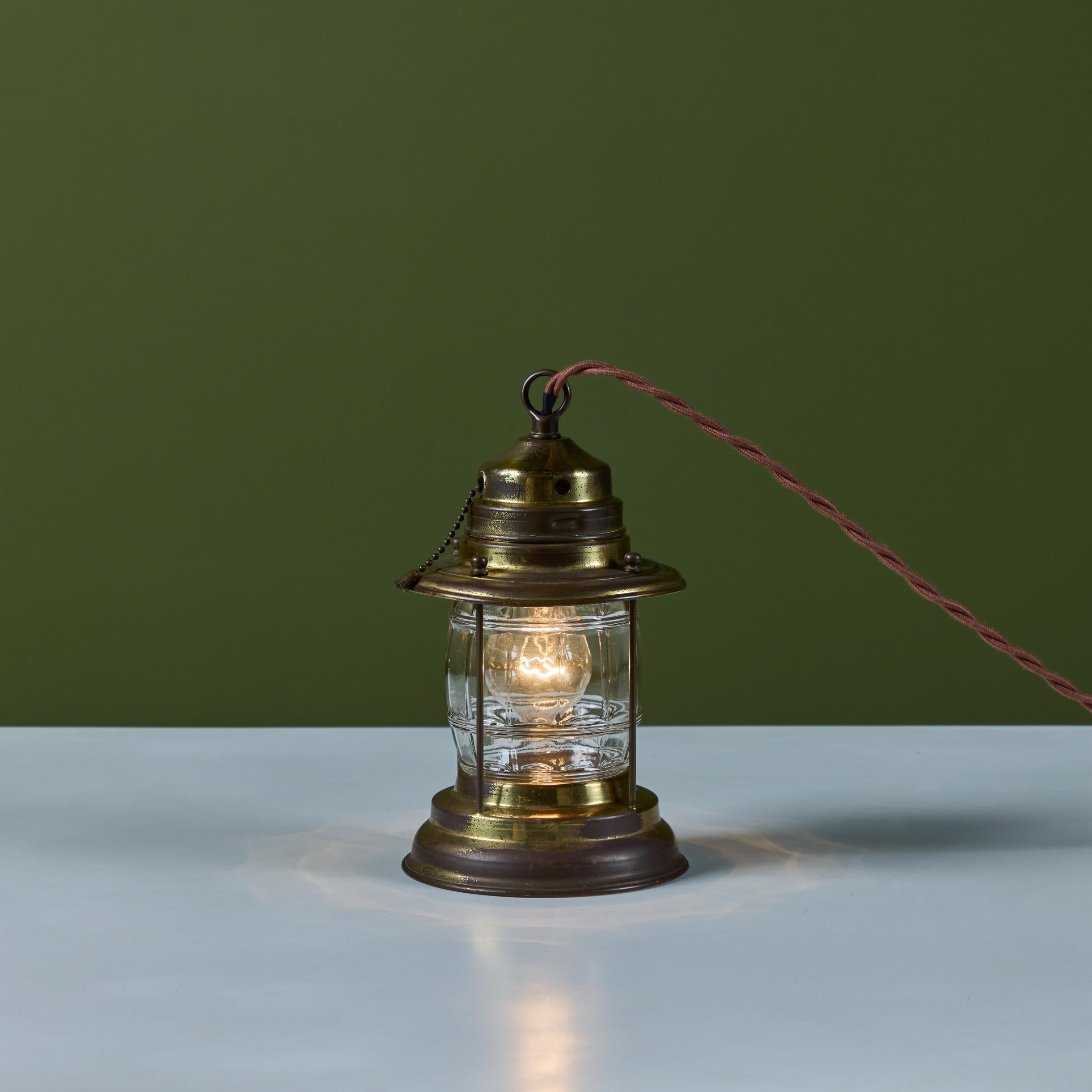 We have so much love for our Chase Lanterns that we could not pass on this slightly larger brass lantern. This one has a cottagecore feel and features a textured glass cone with a brass cage, base and cap. It has a pull chain on/off switch on the