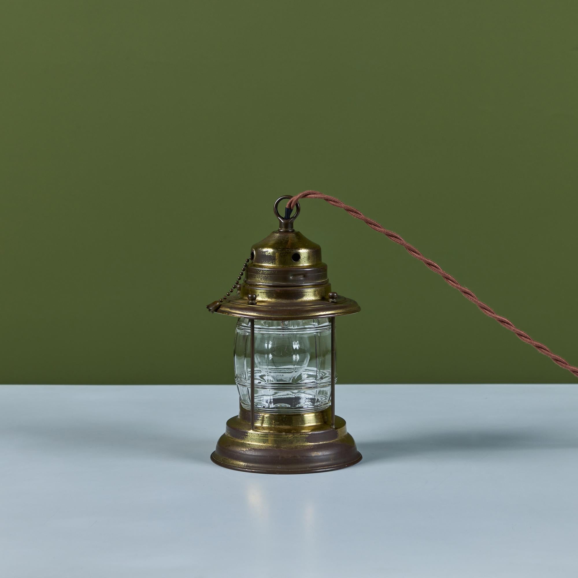 American Brass Lantern Table Lamp For Sale