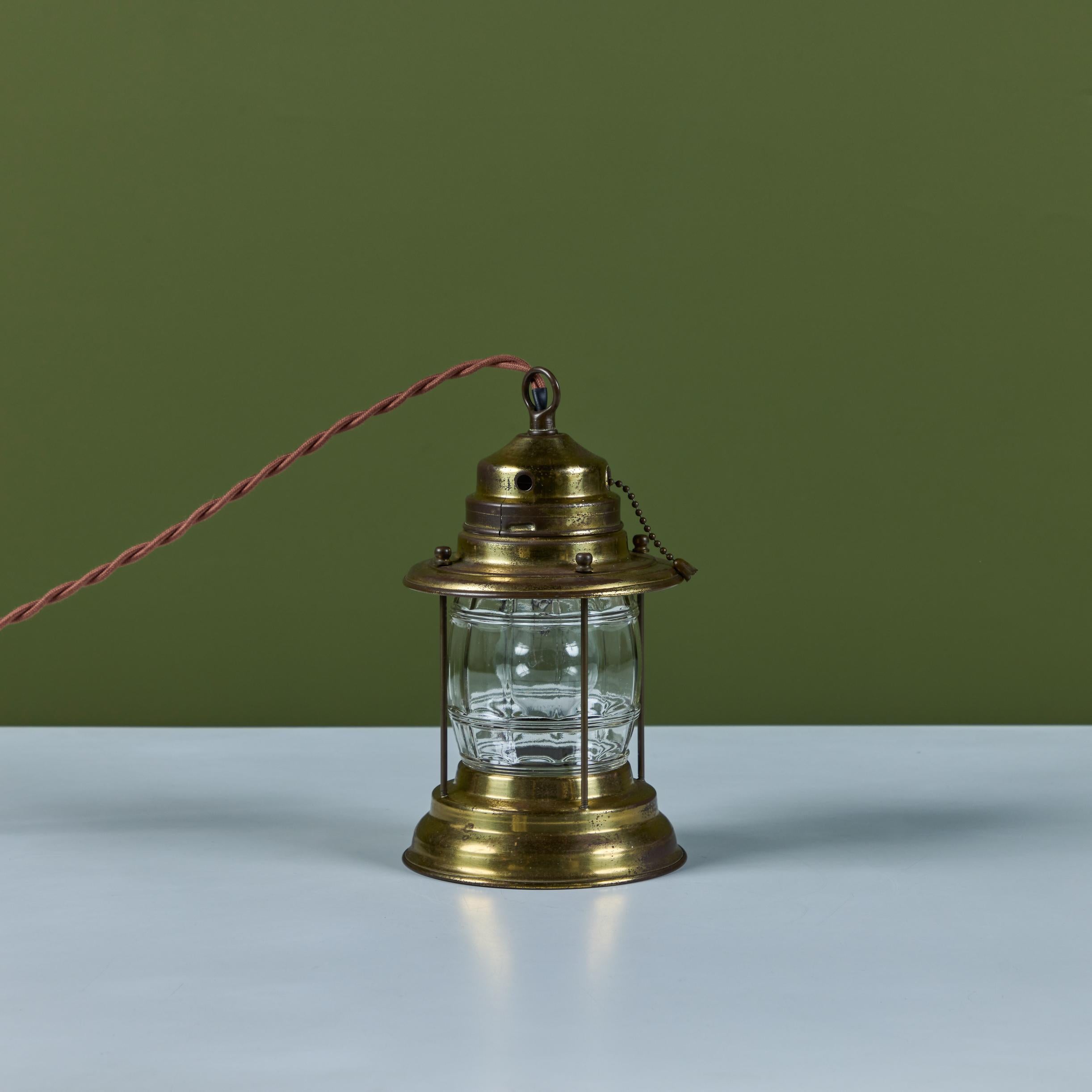 20th Century Brass Lantern Table Lamp For Sale