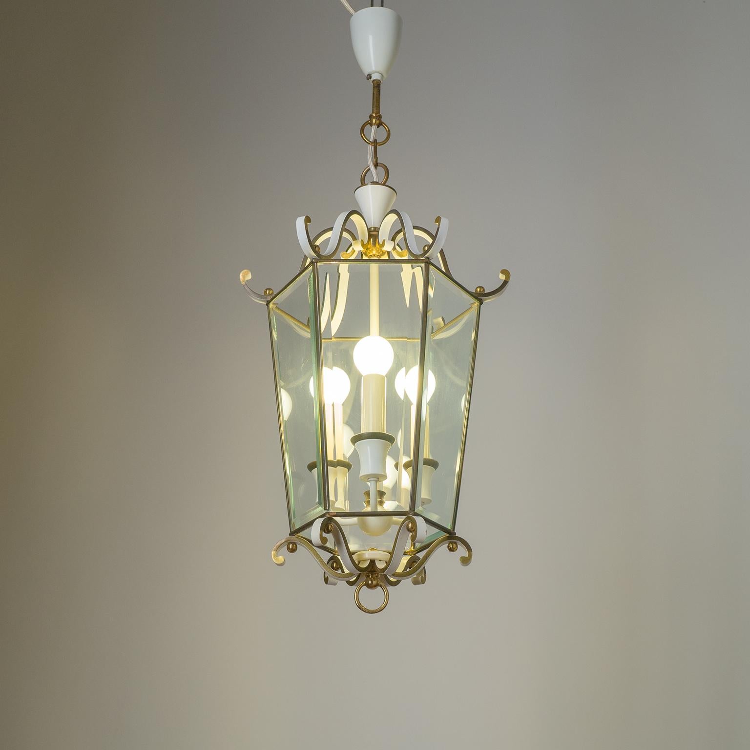Brass Lantern with Faceted Glass, circa 1960 For Sale 6