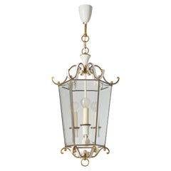 Brass Lantern with Faceted Glass, circa 1960