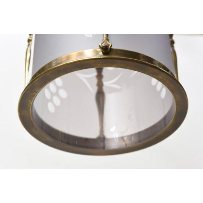 American Brass Lantern with Frosted Glass For Sale
