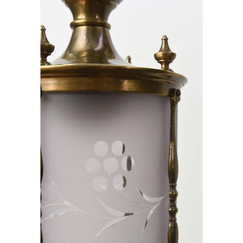 Brass Lantern with Frosted Glass For Sale 1