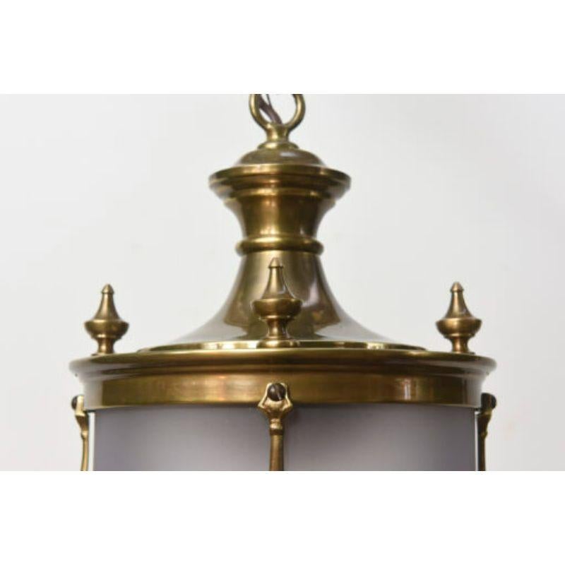 Brass Lantern with Frosted Glass For Sale 2