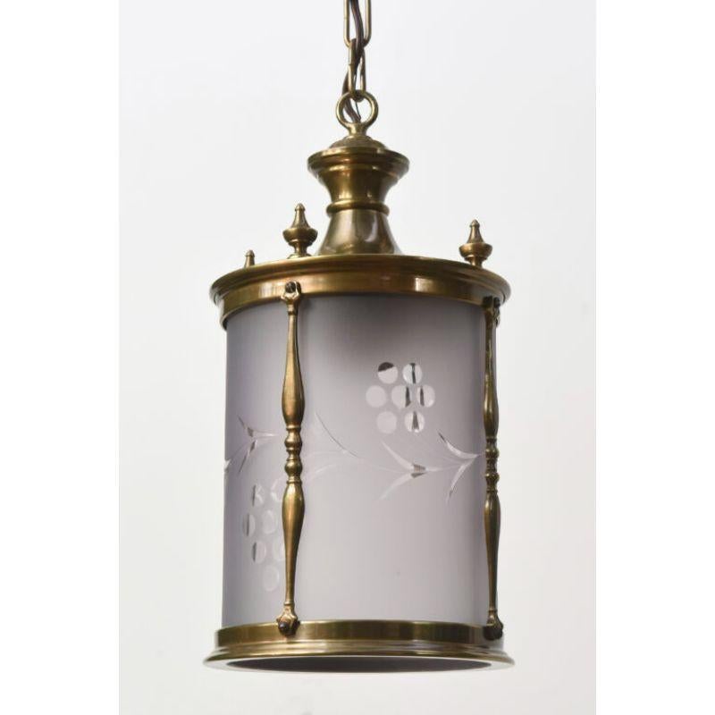 Brass Lantern with Frosted Glass For Sale 3
