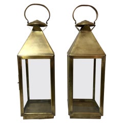 Vintage Brass Lanterns or Candleholder for Garden or Indoor, a Pair