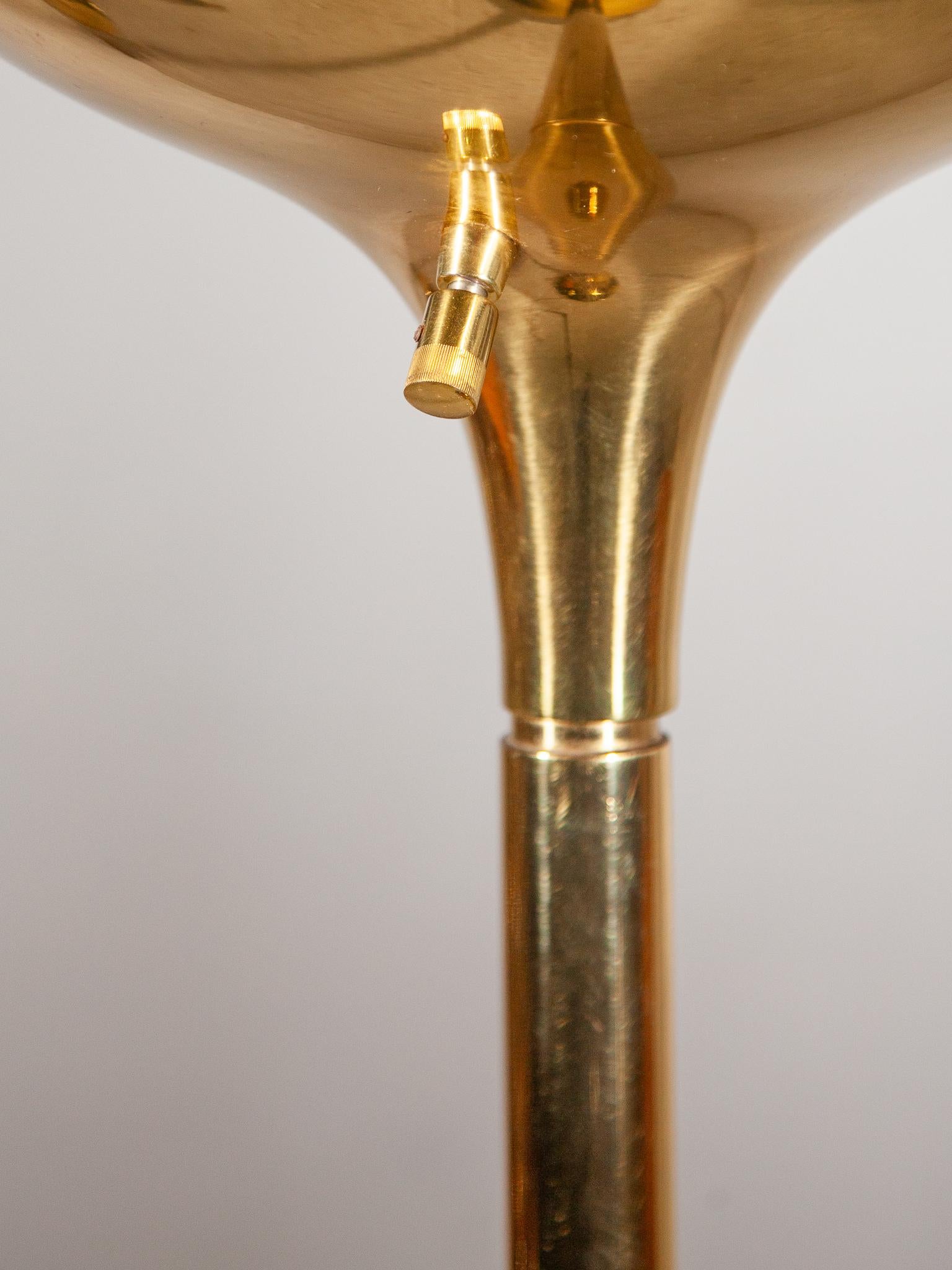 Brass Large Opal Globe Vereinigte Werkstätten Floor Lamp, 1970s Germany For Sale 3