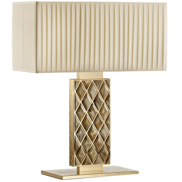 Brass Large Rectangular Table Lamp For Sale at 1stdibs