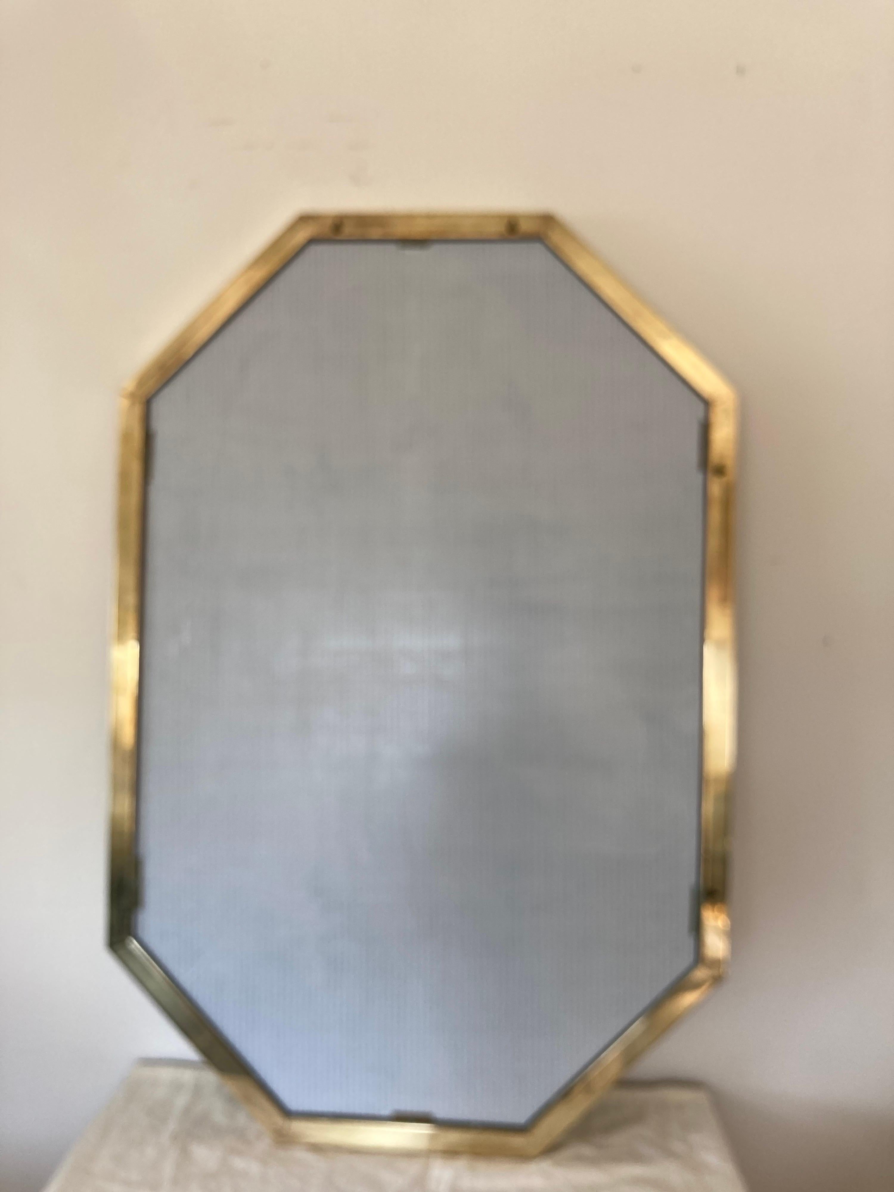Brass Lattice Framed Modern Mirror For Sale 1