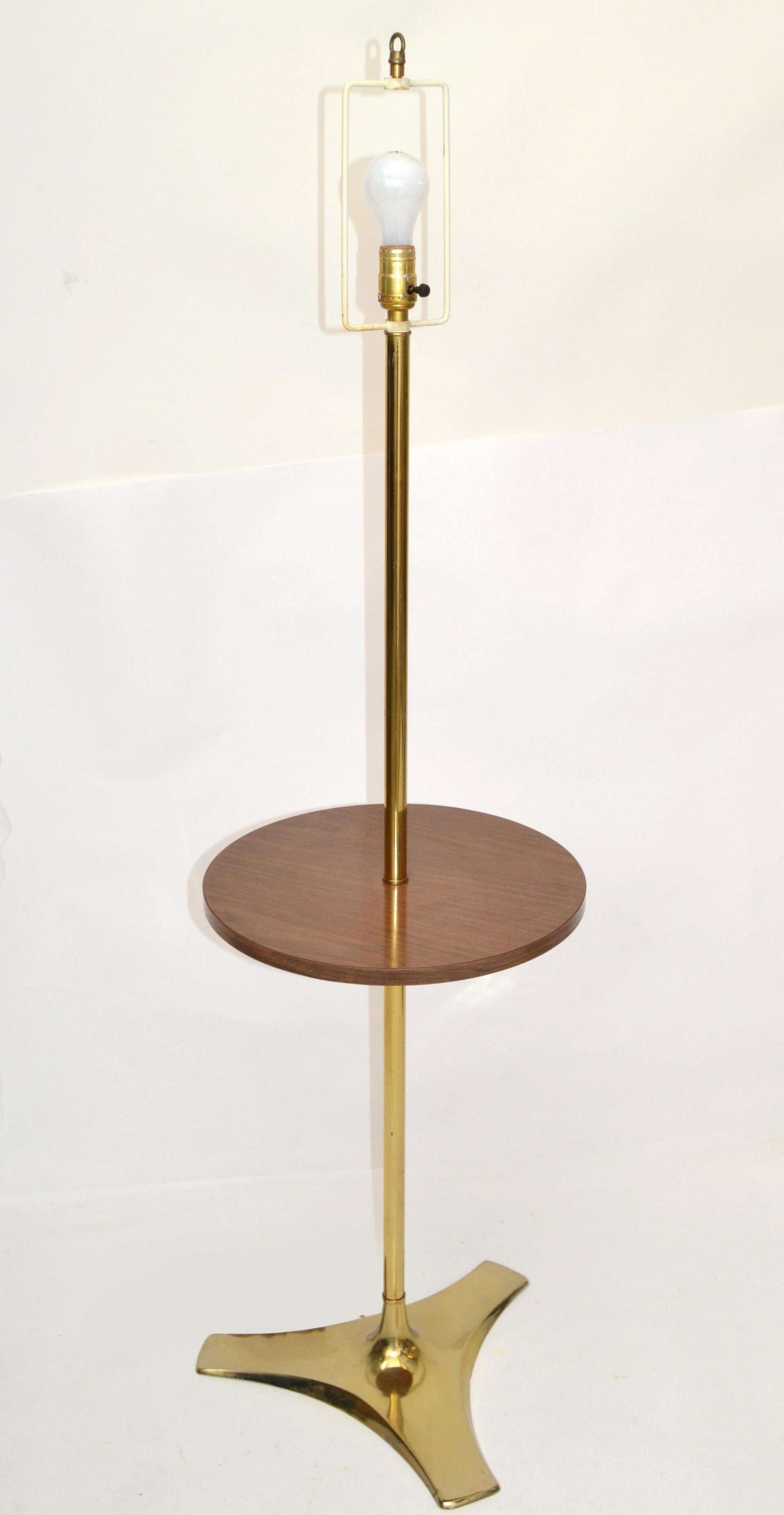 Brass Laurel Lamp Company Round Side Table Floor Lamp Mid-Century Modern America 5