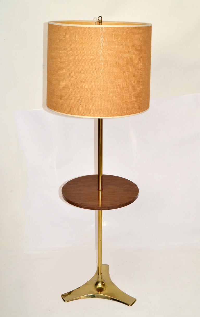 Brass Laurel Lamp Company Round Side Table Floor Lamp MidCentury