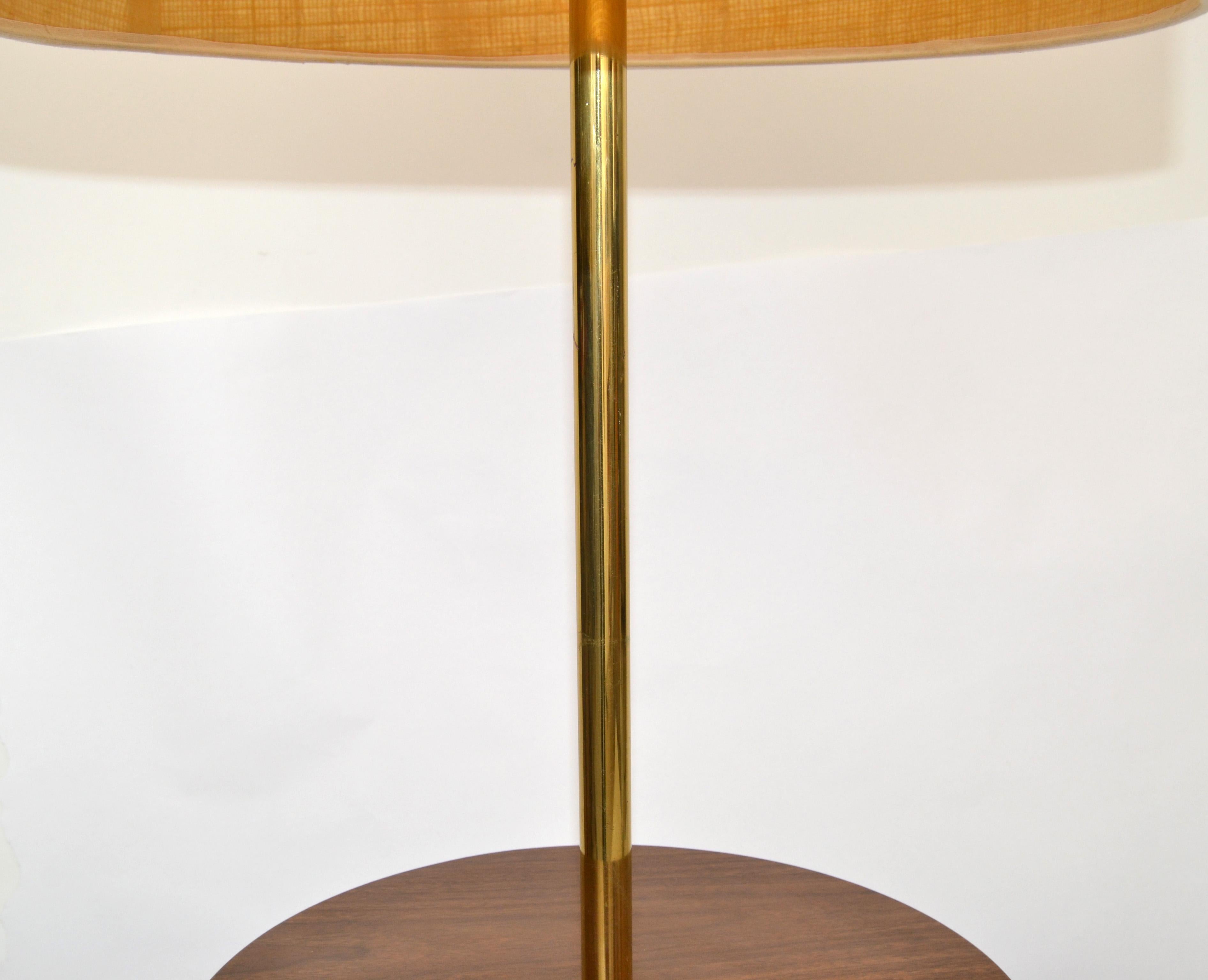 Brass Laurel Lamp Company Round Side Table Floor Lamp Mid-Century Modern America 1
