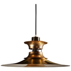 Vintage Brass Layered Disc Hanging Light in the Manner of Erik Balslev