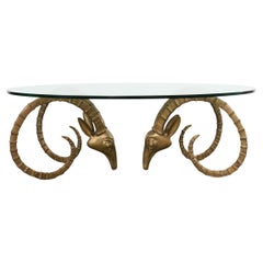 Brass lbex Rams Head Cocktail Table After Alain Chervet